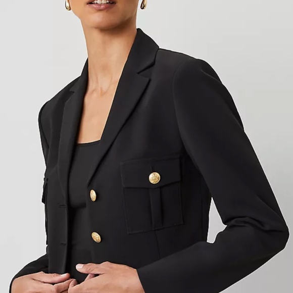 St John Women's Stretch Twill Blazer in Black Wool/Viscose/Polyester Size 14 NWT - Picture 4 of 4